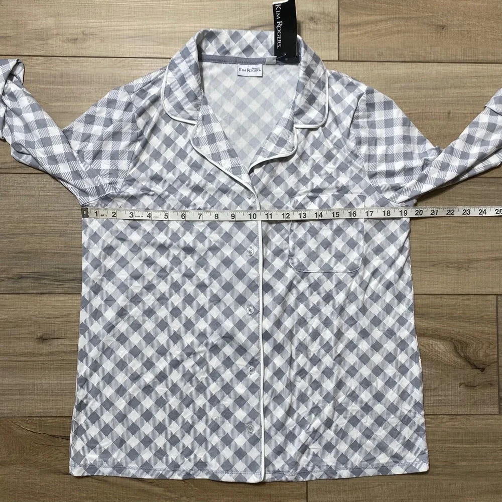 Kim Rogers Intimates Womens Shepard Check Pattern Button Up Pajama Top Small - Picture 2 of 11